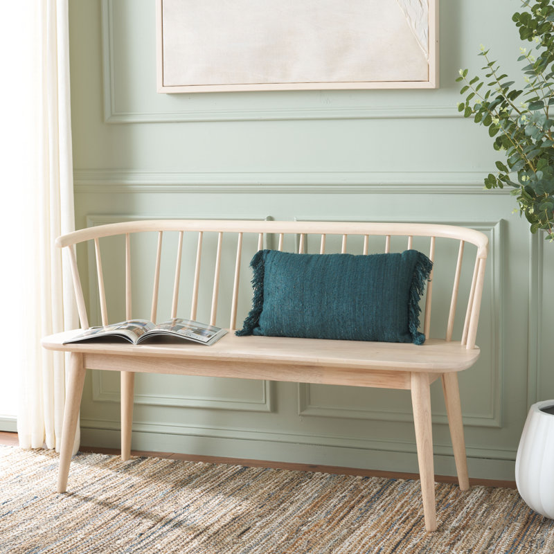 Ayaah Solid Wood Bench, White Washed