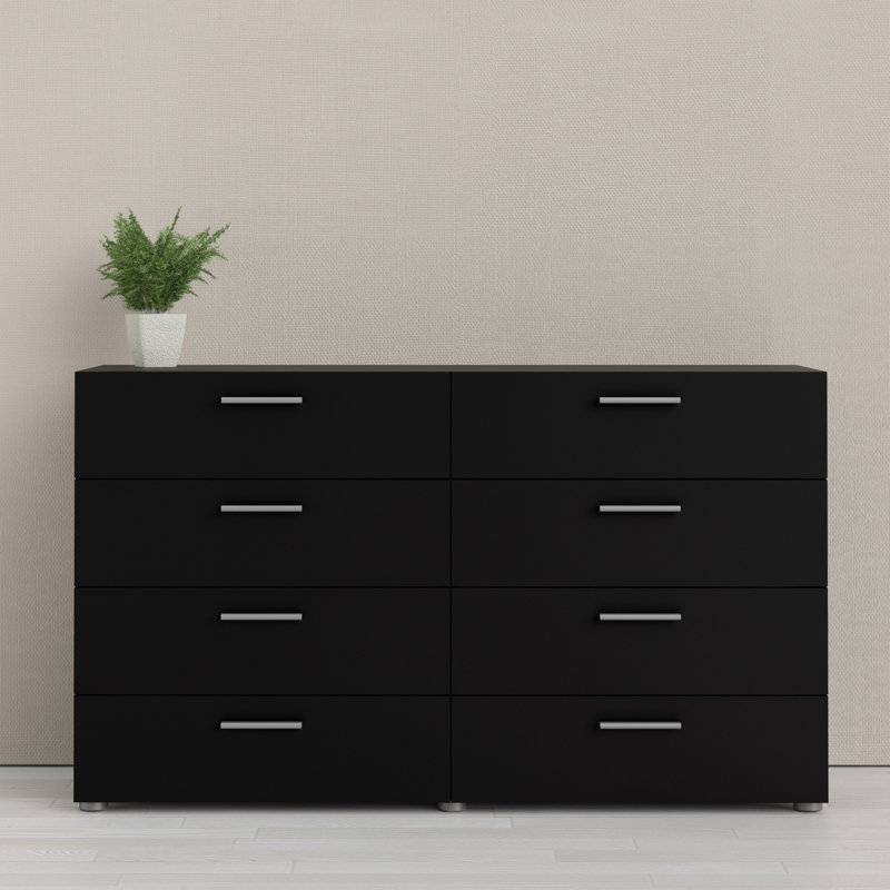 Diamone 8 Drawer 140Cm W Double Dresser, Black
