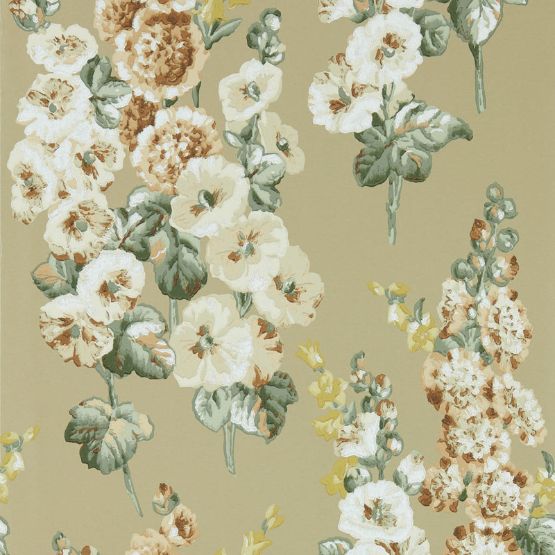 Hollyhocks 10.05m x 52cm Wallpaper Roll, Metallic