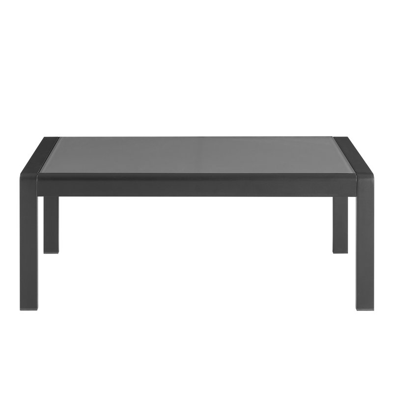 Magers Aluminum and Tempered Glass Outdoor Coffee Table, Black/Black
