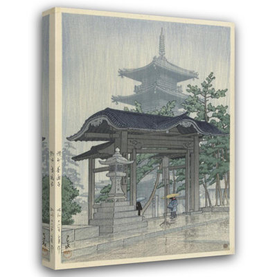 "De Zensetsu Tempel in Sanshu" by  Kawase Hasui - Gallery Wrap Canvas Wall Art