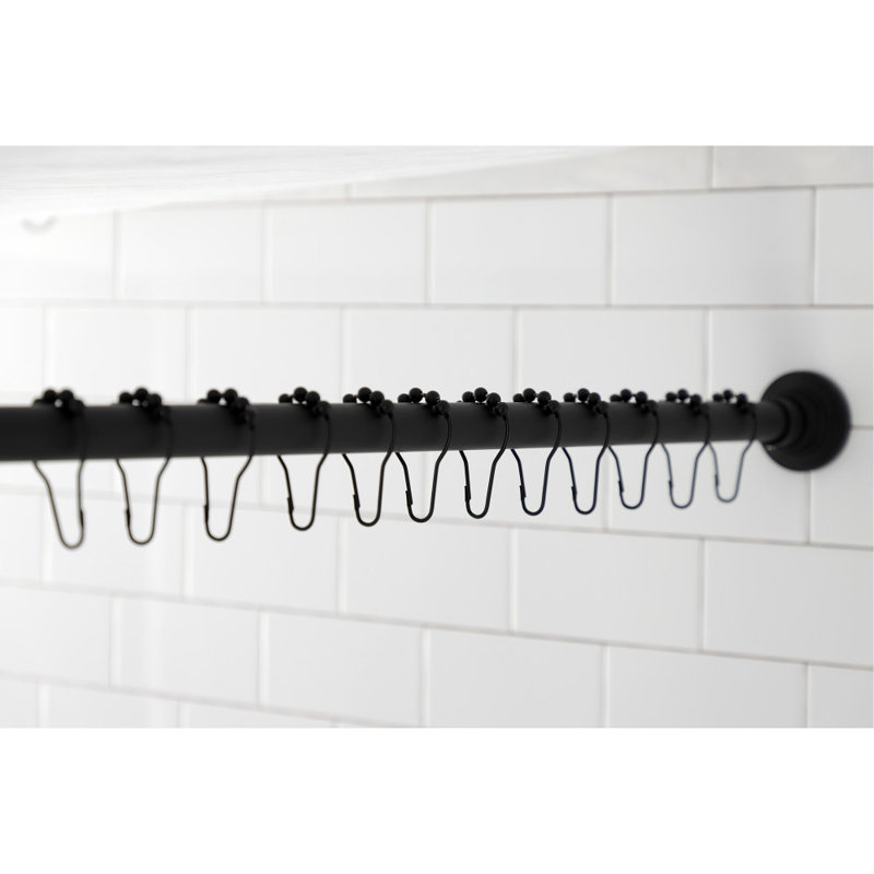 Kingston Brass Edenscape 60-Inch to 72-Inch Adjustable Shower Curtain Rod with Rings Combo, Matte Black