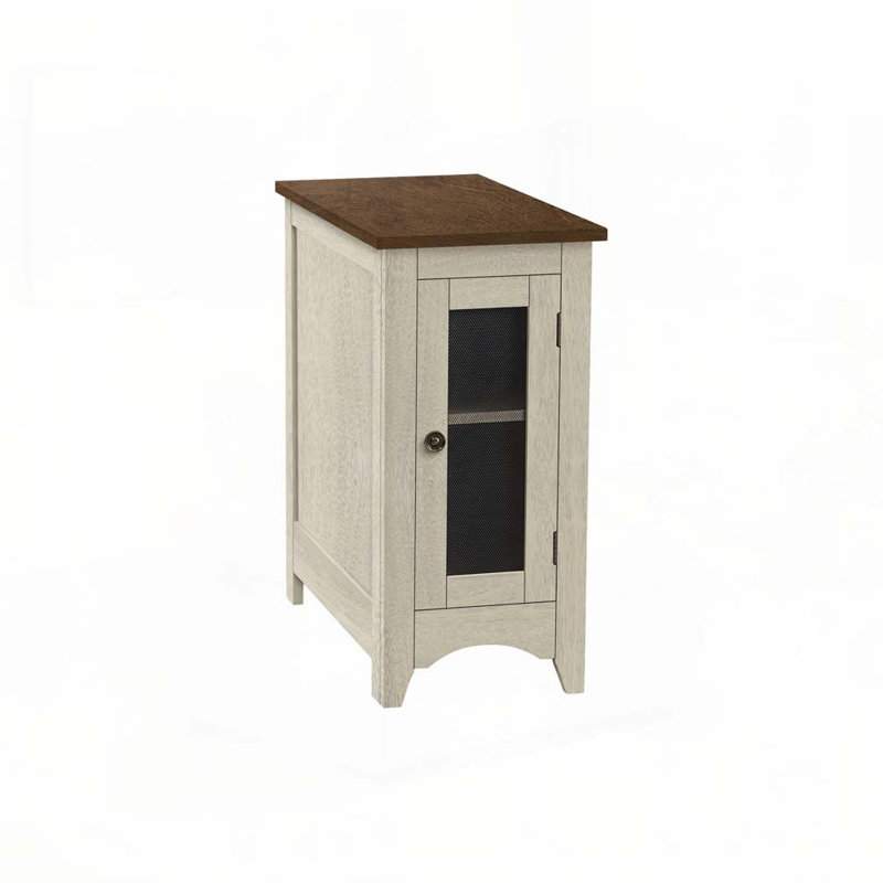 Table d'appoint avec rangement, table de bout, table d'appoint et table de chevet, Blanc antique / brun