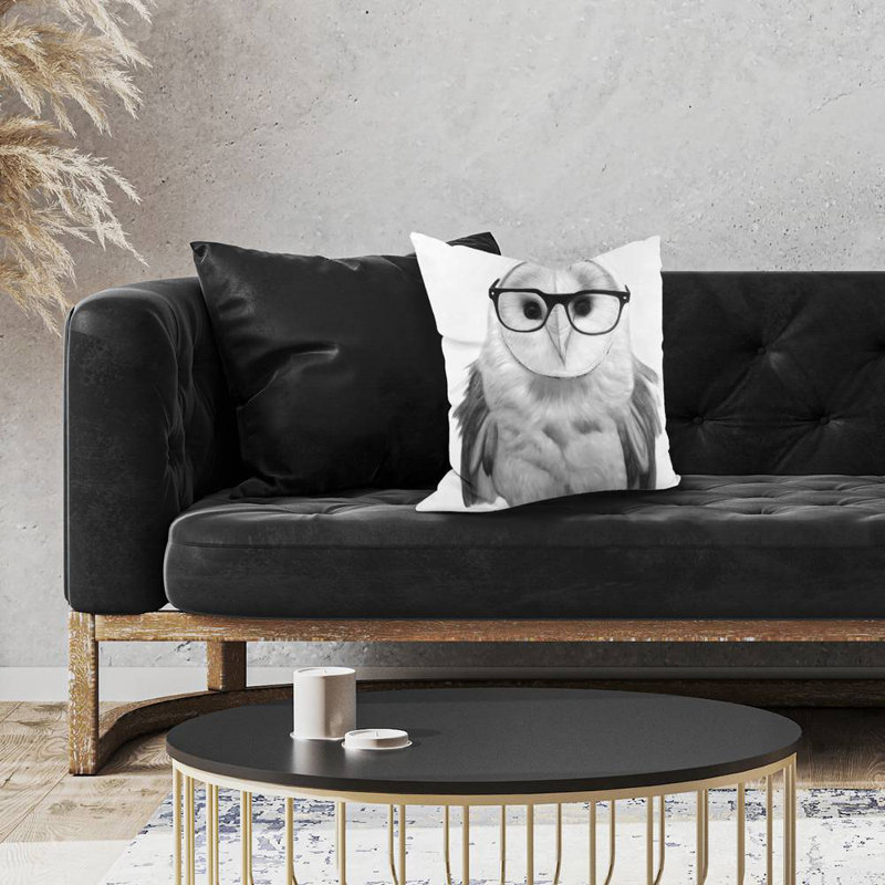 Realistic barn owl with glasses - 18"x18" Throw pillow cover - Poly twill - Print on demand