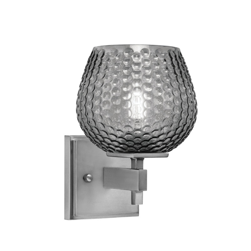 Headland Wall Sconce Shown With 6" Textured Glass, Nickel, Smoke