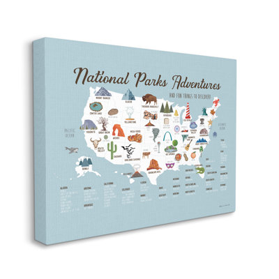 " National Parks Adventures USA Map " by Stephanie Workman Marrott