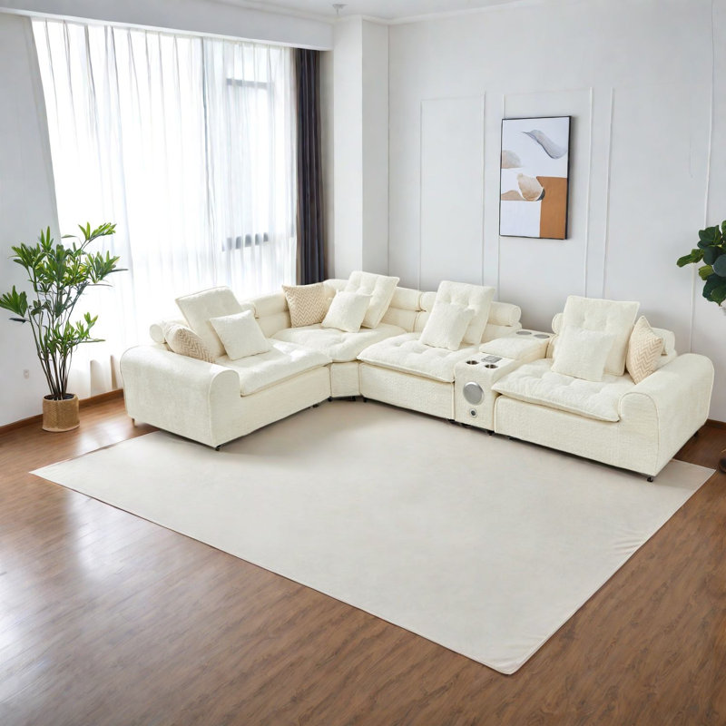 Canapé modulaire surdimensionné blanc surdimensionné de 137,7 pouces, Blanc