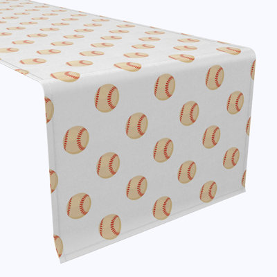Table Runner, 100% Cotton, 16X72", Baseballs