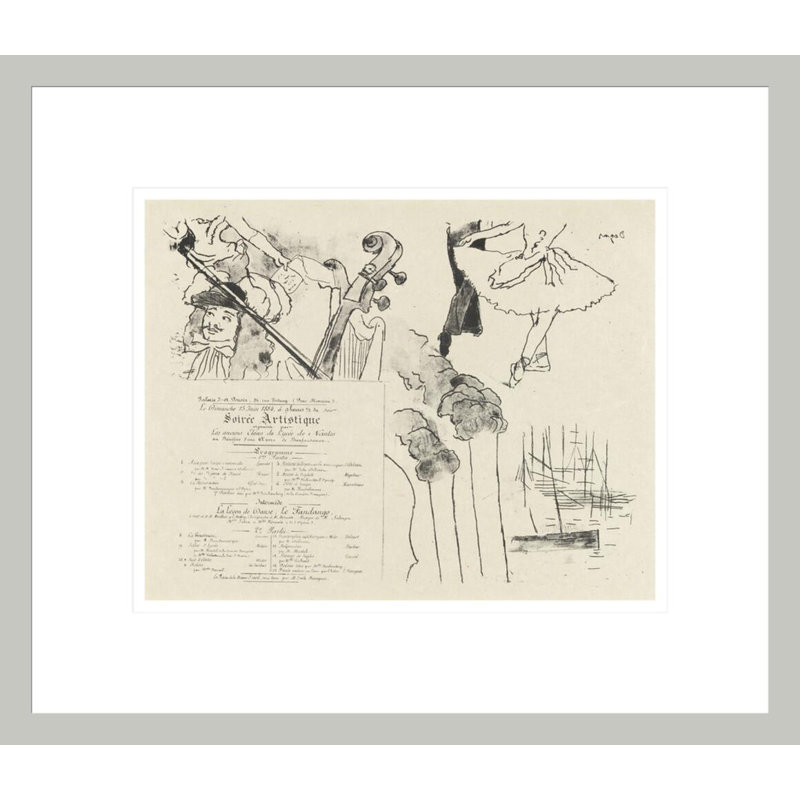 Programme pour la soirée artistique par Edgar Degas, H 13,75 po x l 15,92 po