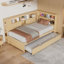 Lit de jour simple en bois avec tablettes de rangement, USB et lit gigogne-1110484672