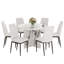 Ensemble de table de salle à manger 7 pièces, table ronde moderne de 42 pouces et 6 chaises rembourrées pour la salle à manger, la cuisine, le salon et l'assemblage facile