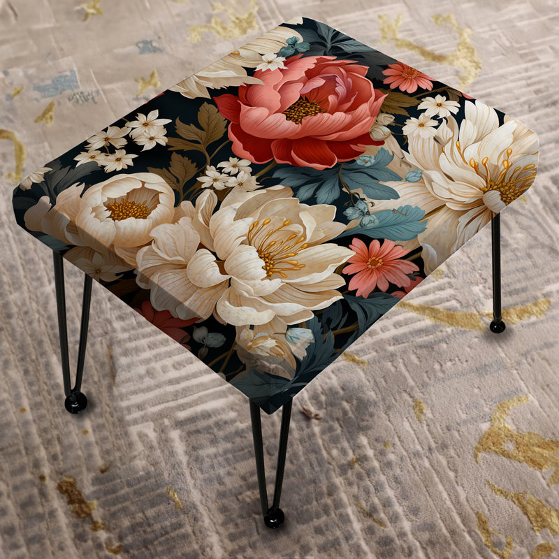 Rustic Floral Nostalgia White And Pink Pattern - Floral Rectangle Ottoman
