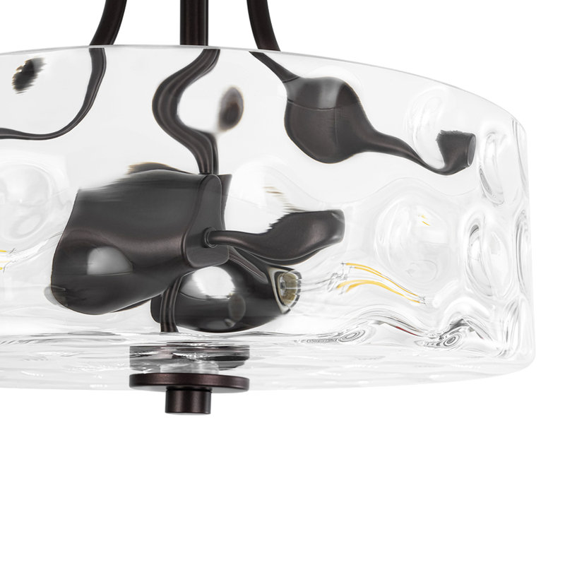 Plafonnier semi-encastré en verre Dezirey, Bronze frotté à l'huile