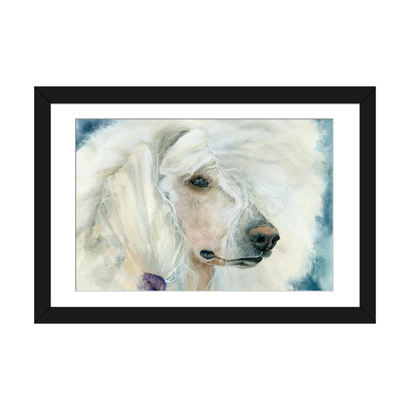 Continental chic - Caniche blanc, H 16 po x l 24 po, Cadre d'angle ouvert noir