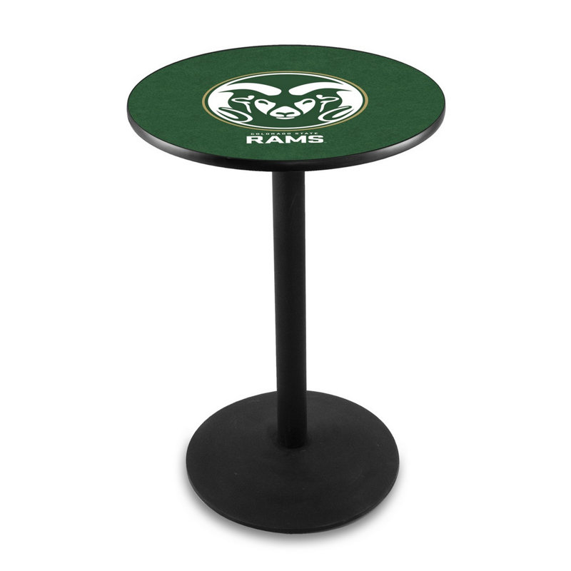 Round Metal Base Dining Table, Black Wrinkle, Colorado State University