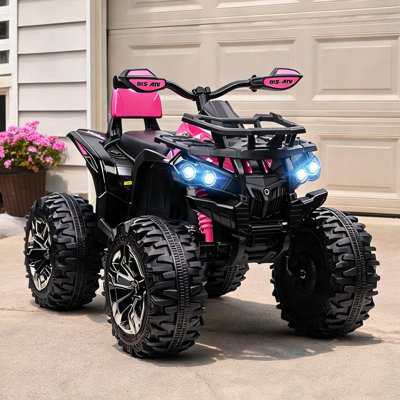 Kids Ride-On ATV with Music and Headlights, Warm Pink, 12V Battery Powered, 4-Wheel Outdoor Toy for Ages 37-60 Months