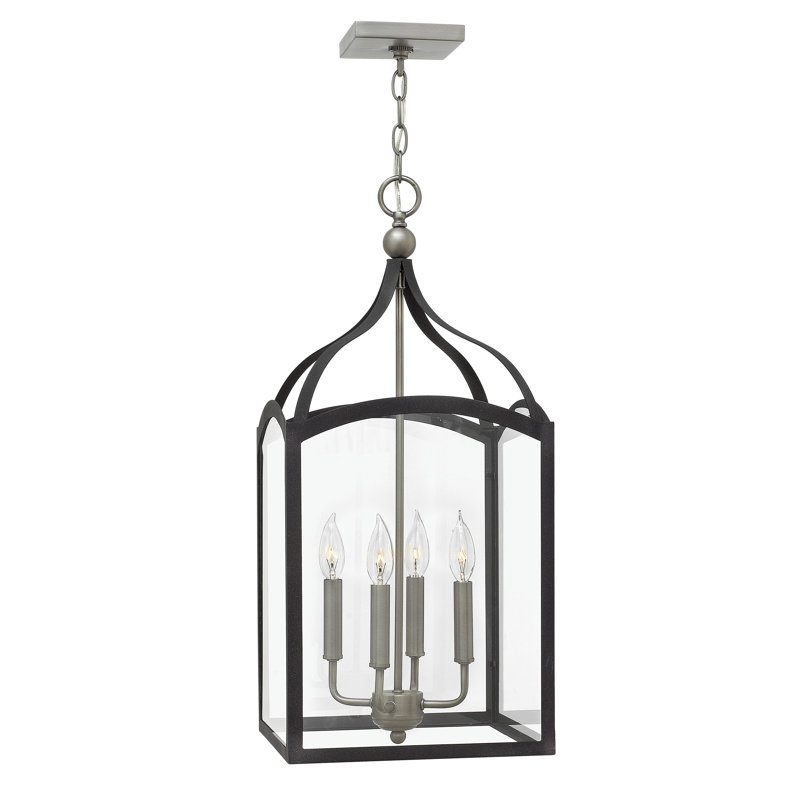 Jeremie 4 - Light Lantern Rectangle Pendant, Aged Zinc