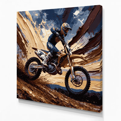 Sports Motocross Brown Canvas Wall Art