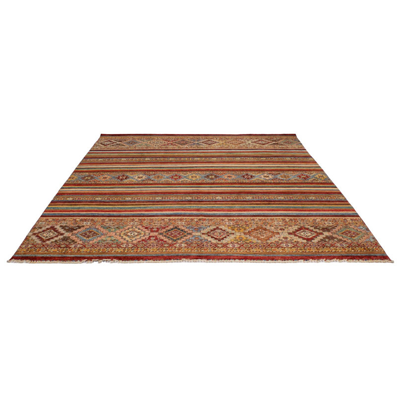 Tapis tribal multicolore et rouge 8 x 10