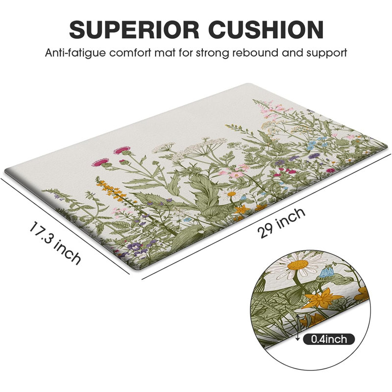 Tapis floral antidérapant antidérapant, 17.3" X 29", Colourful Floral