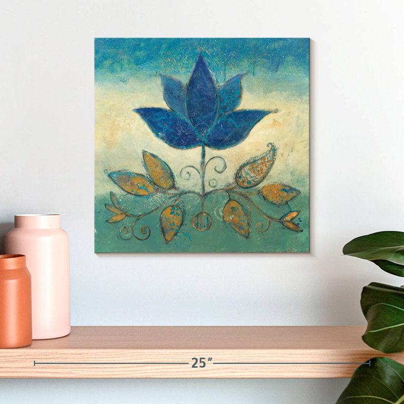 Harnek fleurs de Jaipur bleu, H 16 po x l 16 po