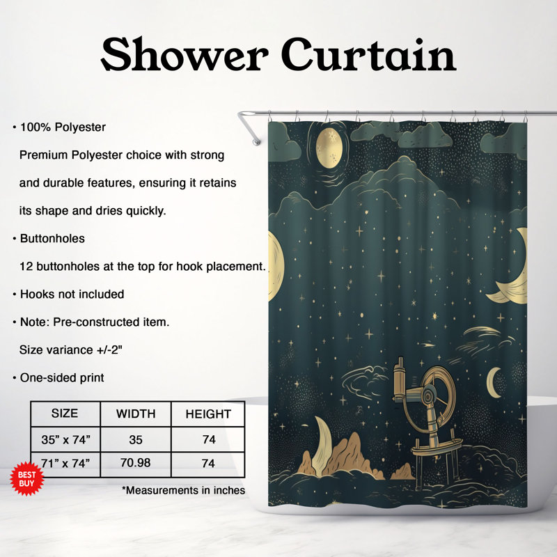 Miyuki Abstract Shower Curtain, 74"H x 71"W