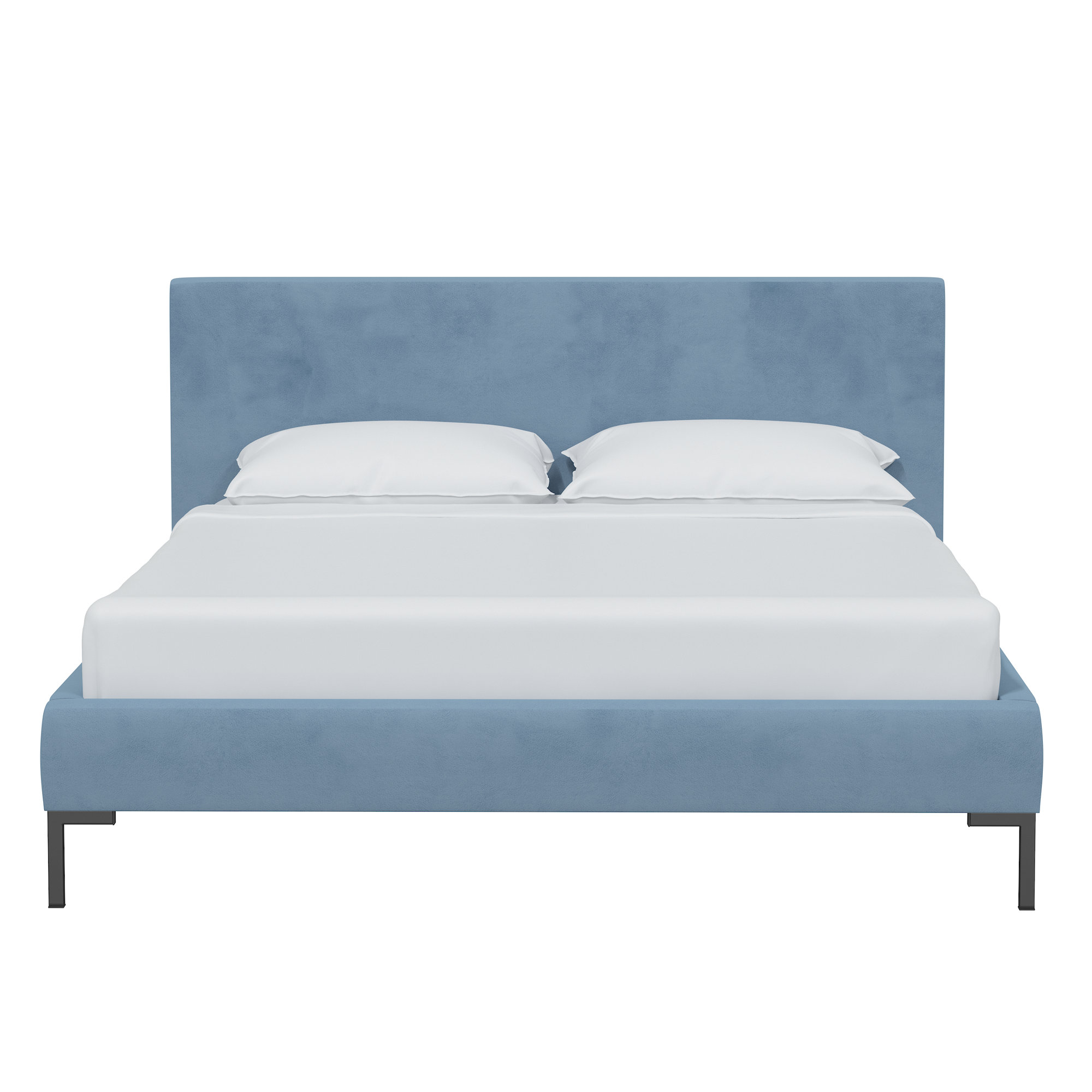 Rand Upholstered Bed, Classic Ocean Velvet, Queen, Black Wood