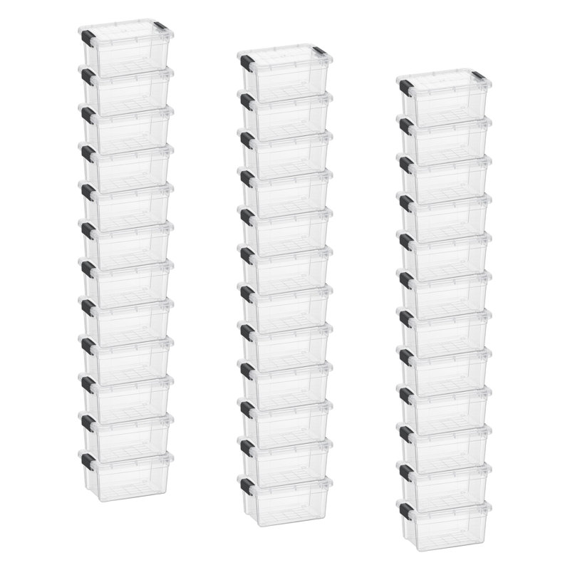 Boîte de rangement transparente Superio avec couvercle, bacs de rangement en plastique de 1,85 pinte pour l'organisation, caisses empilables, sans BPA, non toxiques, sans odeur, organisateurs pour la maison, le bureau, l'école et le dortoir, paquet de 36