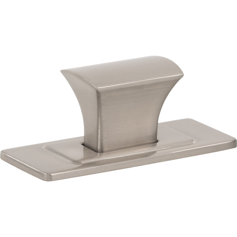 Brushed Nickel 1 1/4" Rectangular Modern Knob with Mounting Hardware