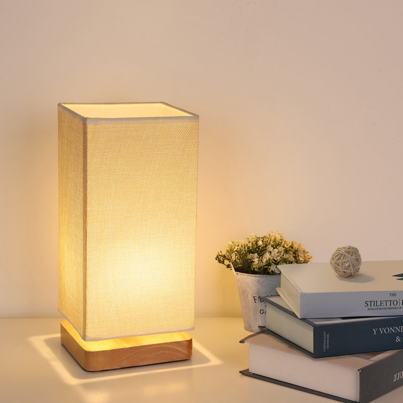 Lampe de bureau de style japonais, lampe de bureau en tissu, lampe carrée, lampe de chevet