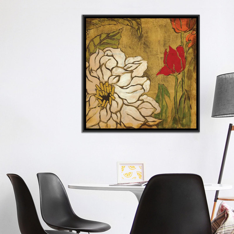 « golden day iii », reproduction sur toile, H 26 po x l 26 po x P 1,5 po, Toile avec cadre noir, Pas de tapis