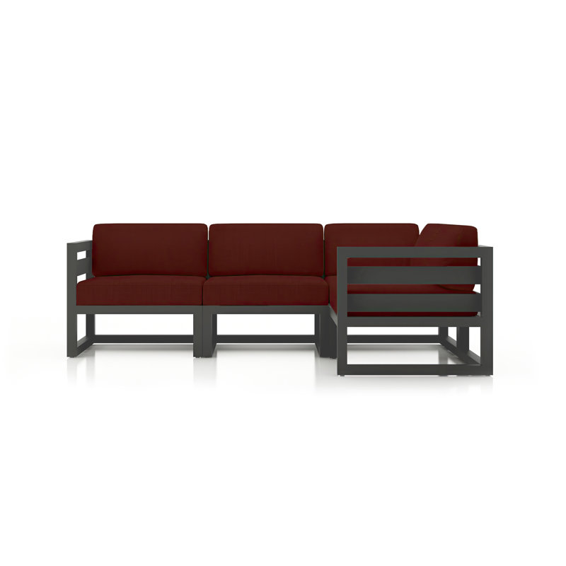 Avion 4 Piece Sectional Set, Canvas Henna Sunbrella® Canvas, Slate