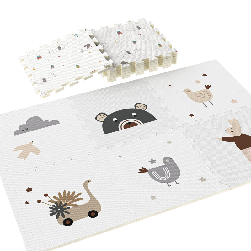 65'' L Interlocking Foam Playmat, Grey/White
