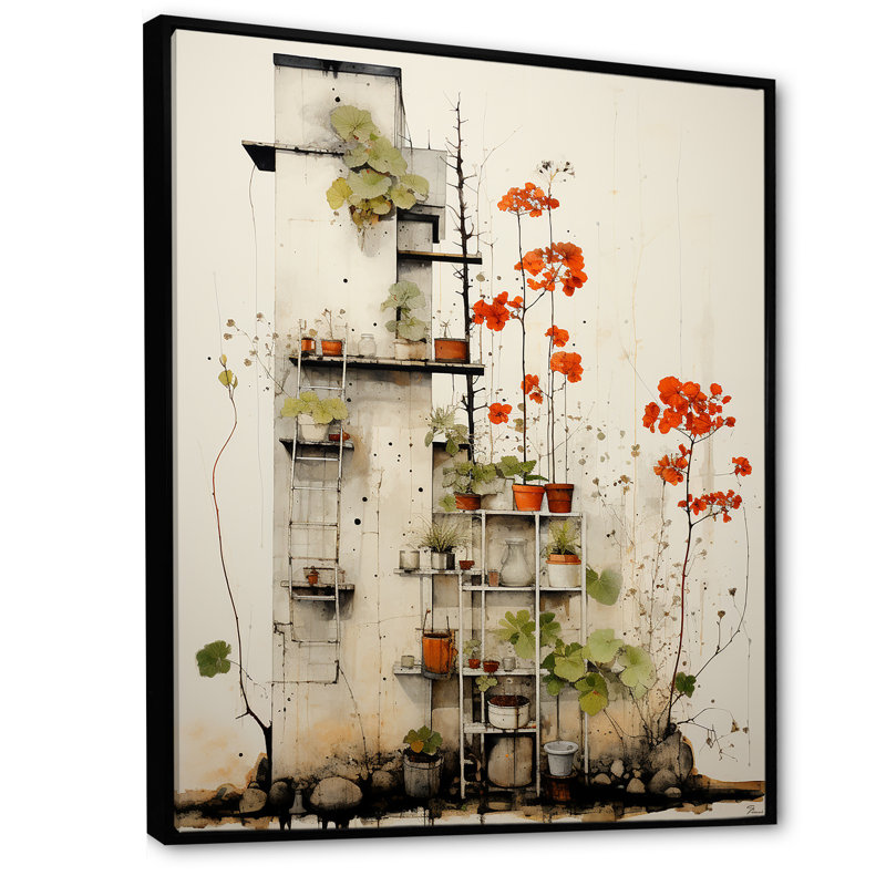 Minimalisme botanique Jungle Towers I - art mural tours, Cadre flottant noir, H 44 po x l 34 po x P 1,5 po