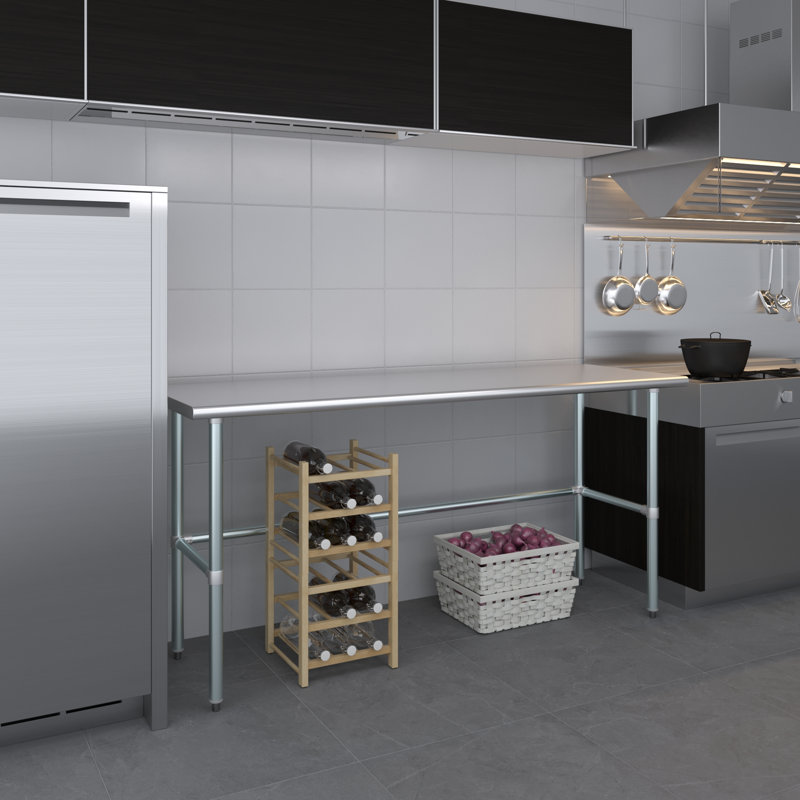 Table de travail en acier inoxydable, H 35 po x L 72 po x L 24 po