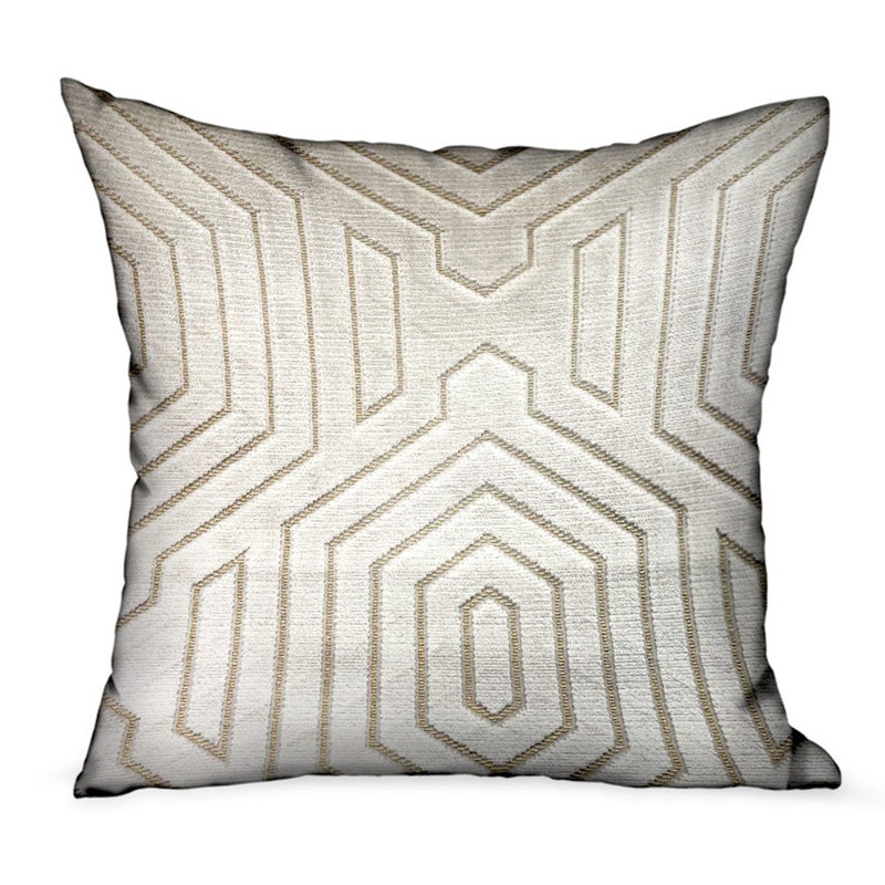 Coussin décoratif de luxe géométrique en velours Plutus céruléen, H 16 po x l 16 po, Bleu, Carré