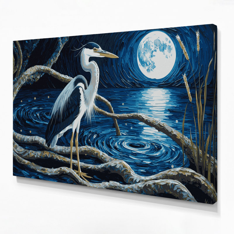 Oiseaux, art mural sur toile bleu, H 11 po x l 14 po