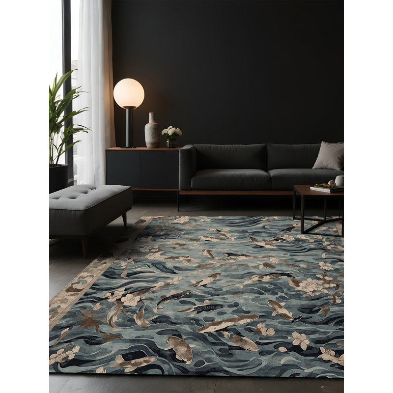 Tapis gris soyeux et moelleux, Carré 7 pi