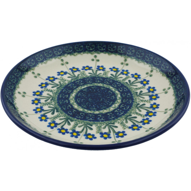 Blue Daisy Circle Polish Pottery 8" Plate