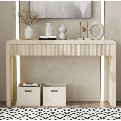 Console Table With 3 Fluted Drawers