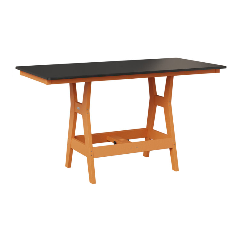 Table de bar rectangulaire 66 po Berlin Gardens Harbor, Orange mangue, H 38,87 po x l 66 po x P 33 po, Noir martelé