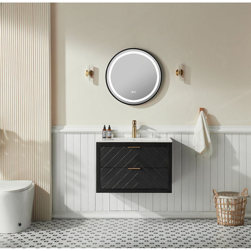 Meuble-lavabo mural simple 30 po avec lavabo en céramique