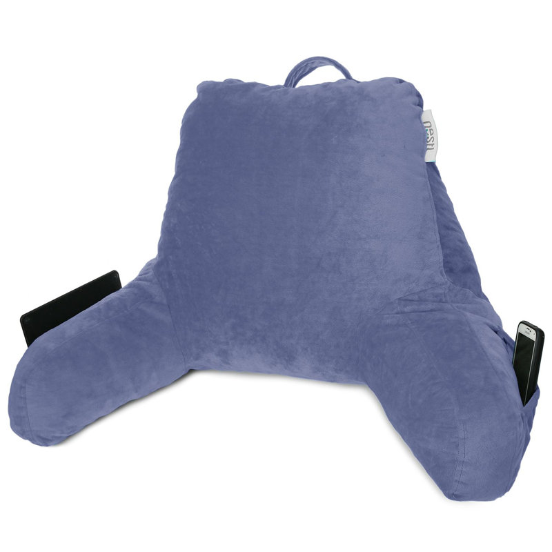 Coussin de lecture Nestl, H 17 po x l 31 po x P 12 po, Bleu acier