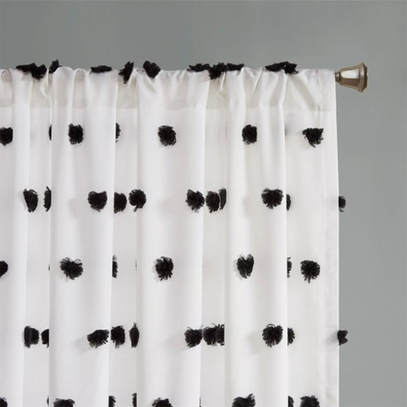 Panneau de rideau à ornements Pom Pom, L 50 po x L 84 po