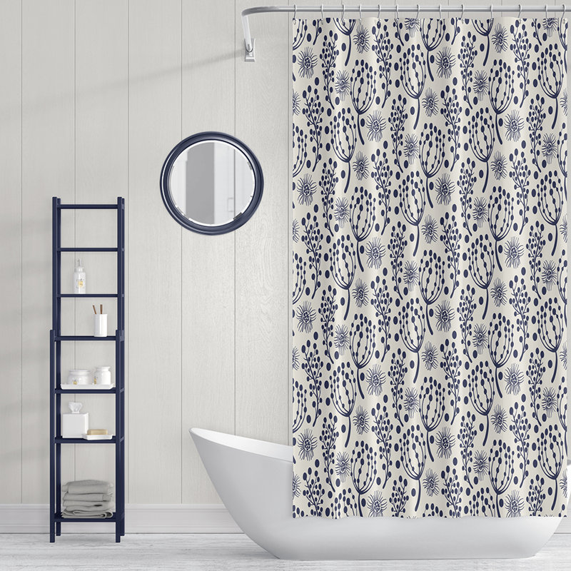 Rideau de douche simple à motif floral, H 93 po x l 70 po