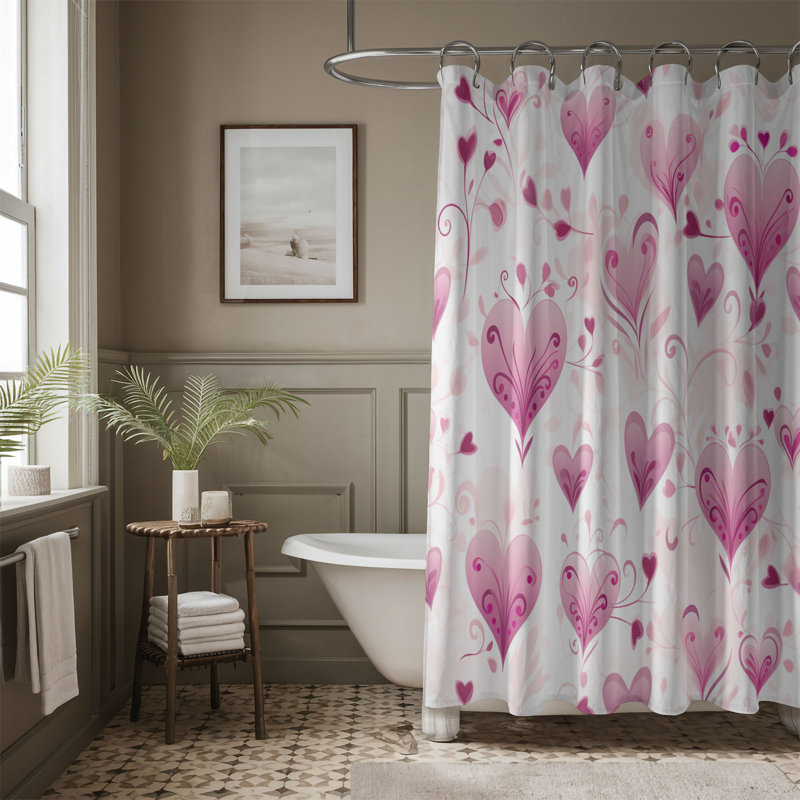 Heart Swirl - Rideau de douche standard 1 pièce, H 74 po x l 71 po