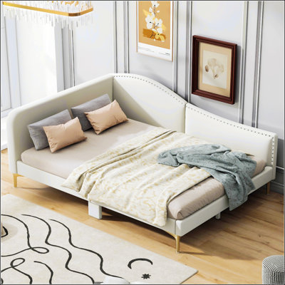 Upholstered Daybed with Headboard and Armrest