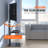Black Floor-Standing TV Mount with Tempered Glass Base and Cable Management