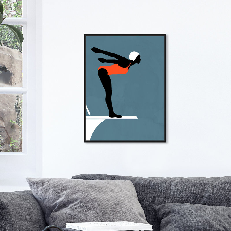 Sports and Teams in a Swim - impression d'art graphique, Cadre noir, H 36,5 po x l 24,5 po x P 1,5 po