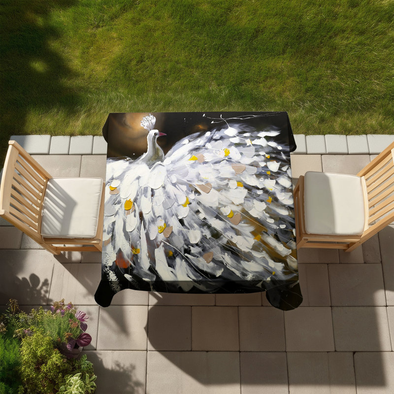 Abstract Peacock Brown Feathers Tablecloth | Indoor Outdoor Decor